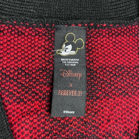 Disney Mickey Mouse X Forever 21 Checkered plaid Cardigan 90th anniversary sz SM - Picture 4 of 10